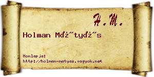 Holman Mátyás névjegykártya